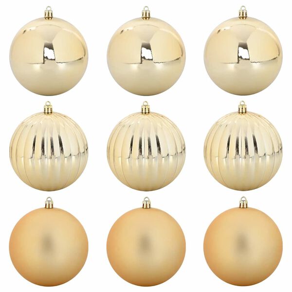 vidaXL Christmas Bauble Set 9 pcs Gold Plastic