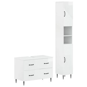vidaXL 2 Piece Bathroom Cabinet Set HAARLEM High Gloss White