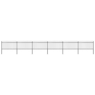 vidaXL Garden Fence with Spear Top Steel 10.2x1 m Black