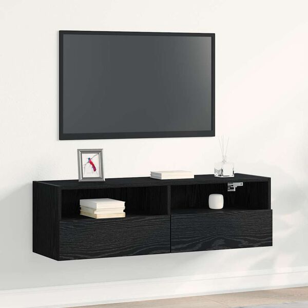 vidaXL TV Wall Cabinet Black Oak 100 x 30 x 30 cm Engineered Wood