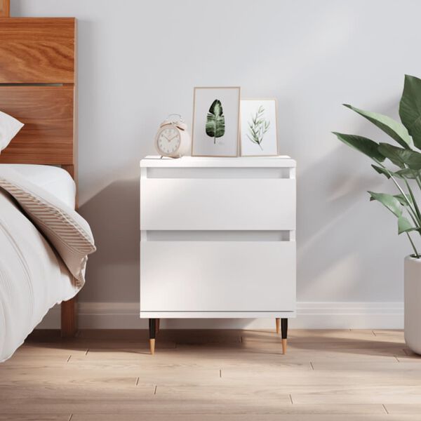 vidaXL Bedside Cabinet White 40x35x50 cm Engineered Wood