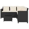 vidaXL Garden Sofa with Table and Cushions L-shaped Black Poly Rattan