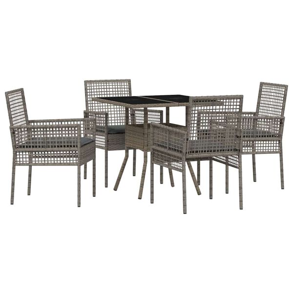 vidaXL Garden Dining Set 5 pcs Grey Poly Rattan