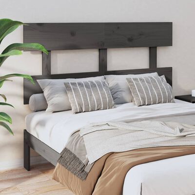 vidaXL Bed Headboard Grey 124x3x81 cm Solid Wood Pine