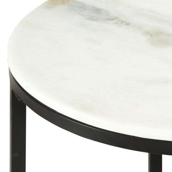 vidaXL Coffee Table White and Black &Oslash;50 cm Real Solid Marble