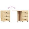 vidaXL Rolling Cabinet with Desk MOSS Clear Varnish Solid Pine wood