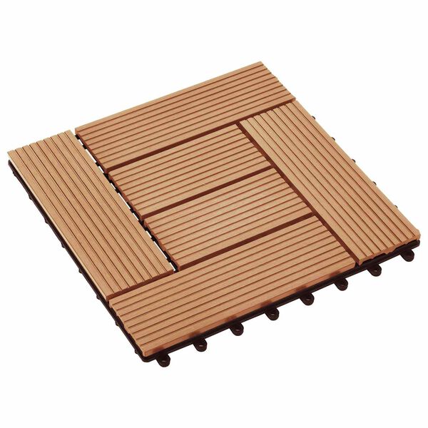 vidaXL Decking Tile 11 pcs Teak 30 x 30 cm WPC