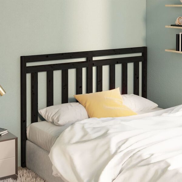 vidaXL Bed Headboard Black 166x4x100 cm Solid Wood Pine