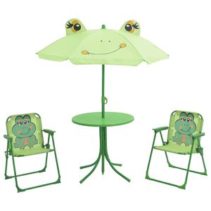 vidaXL 3 Piece Kids' Garden Bistro Set with Parasol Green