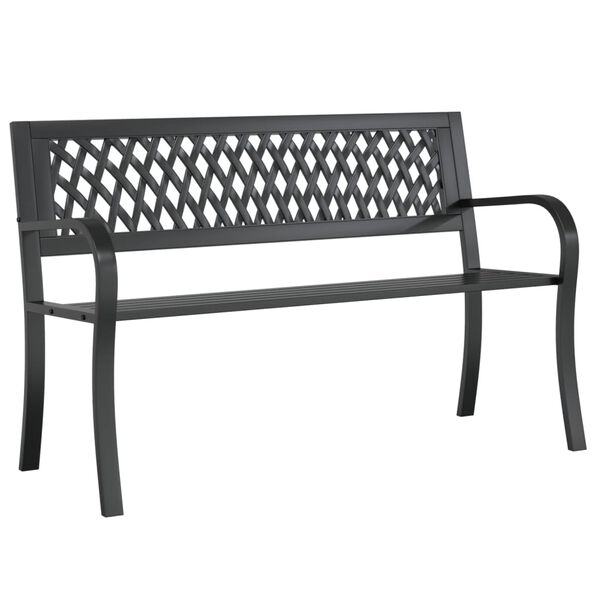 vidaXL Garden Bench Black 120 cm Steel