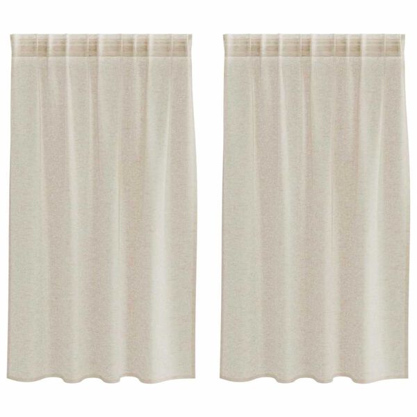 vidaXL Voile Curtain with Curtains 2 pcs Sand 140 x 140 cm Polyester