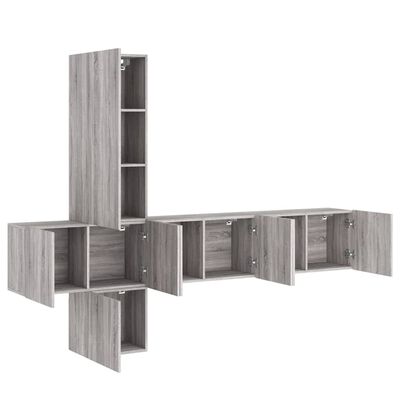 vidaXL 5 Piece TV Wall Units Grey Sonoma Engineered Wood