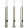 vidaXL Bollard Lights with Sensor&Outlet 3pcs 80 cm Stainless Steel IP44