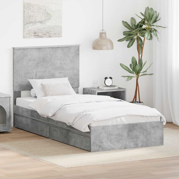 vidaXL Storage Bed Concrete Grey 75 x 190 cm Engineered Wood