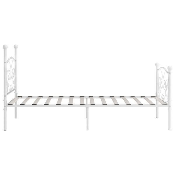 vidaXL Bed Frame without Mattress with Slatted Base White Metal 90x200 cm