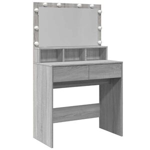 vidaXL Dressing Table with LED Grey Sonoma 80x41x134,5 cm