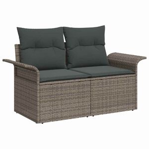vidaXL Garden Sofa with Cushion Grey 141 x 62 x 69cm Poly Rattan