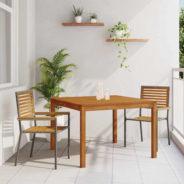 vidaXL Garden Dining Set 3 pcs Grey Poly rattan