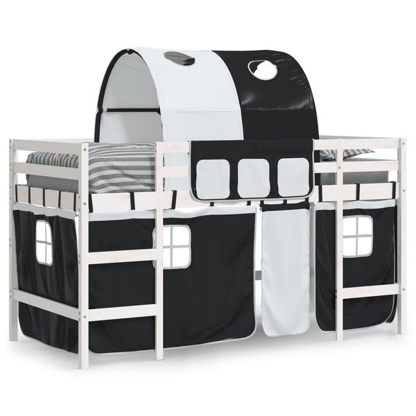 vidaXL Kids' Loft Bed with Tunnel without Mattress White&Black 80x200cm