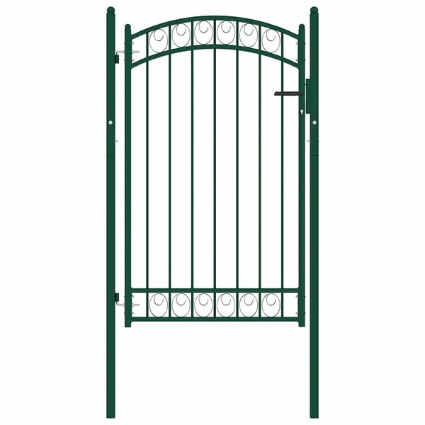 vidaXL Fence Gate Emmen with Arched Top Steel 100x106 cm Green
