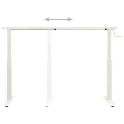 vidaXL Manual Height Adjustable Standing Desk Frame Hand Crank White