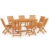 vidaXL 9 Piece Garden Dining Set Solid Teak Wood