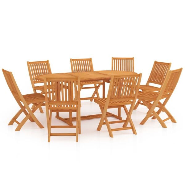 vidaXL 9 Piece Garden Dining Set Solid Teak Wood