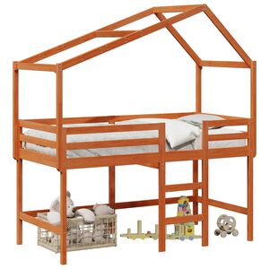 vidaXL Loft Bed Frame Wax Brown 90 x 190 cm Solid Pine Wood