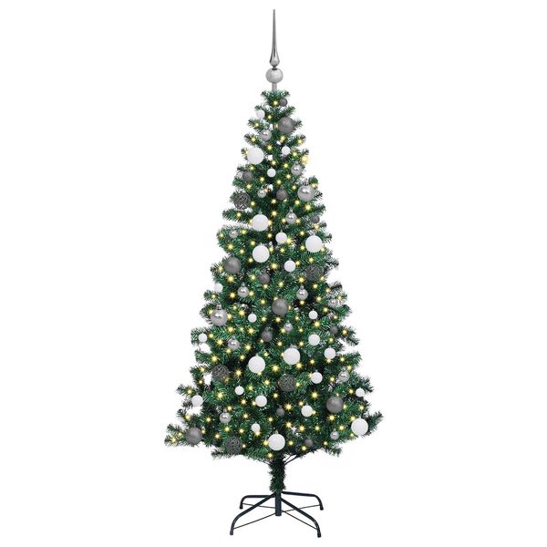 vidaXL Artificial Pre-lit Christmas Tree Green 180 cm PVC and Metal