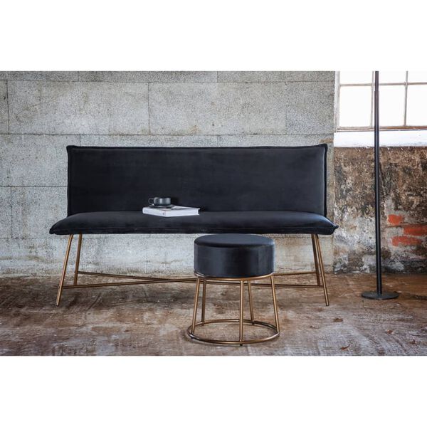 Venture Home Pouffe Pippi 45.5x45.5x46.5 cm Velvet Black and Copper