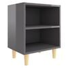 vidaXL Bed Cabinet | High gloss grey | Engineered wood, solid eucalyptus wood