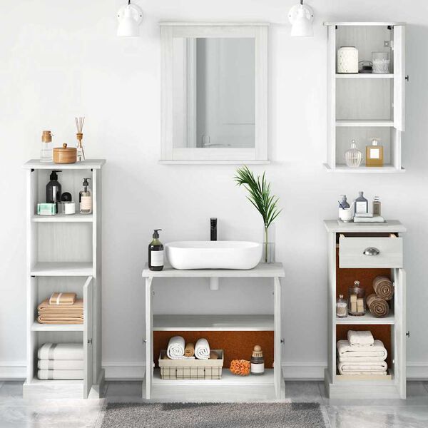 vidaXL Bathroom Furniture Set VIGO 5 pcs Antique White Solid Pine Wood