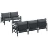 vidaXL Garden Sofa Set with Cushion 6 pcs Black Steel
