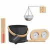 vidaXL Sauna Accessory Set 5 pcs Black Aluminium and Solid Pine Wood