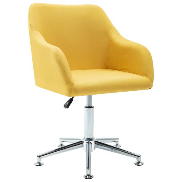 vidaXL Swivel Dining Chairs 2 pcs Yellow Fabric
