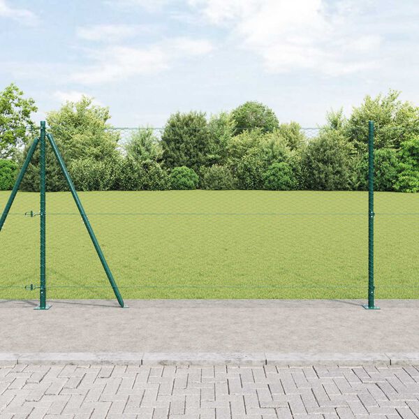 vidaXL Fence Post Green 50 x 1.2 m (25 mm mesh) Steel and PVC