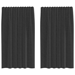 vidaXL Voile Curtains with Tab Top 2 pcs Black