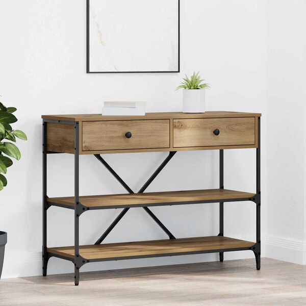 vidaXL Console Table with Drawer Brown 100 x 34.5 x 75 cm Wood