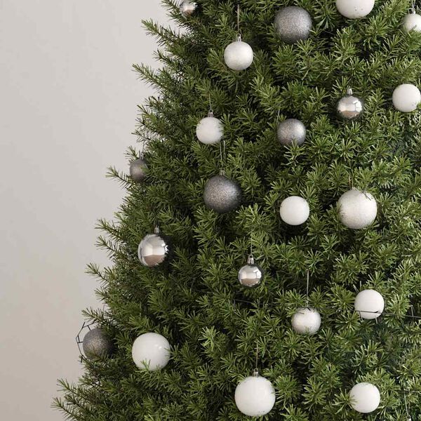 vidaXL 60 Piece Christmas Ball Set with Peak and 150 LEDs White&Gey