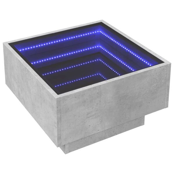vidaXL Coffee Table with LED Concrete Grey 50x50x30 cm Engineered Wood