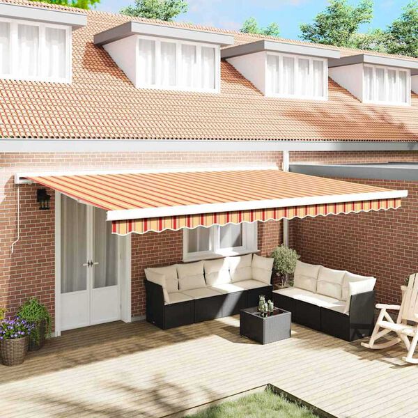vidaXL Retractable Awning Yellow and Orange 500 x 300 cm