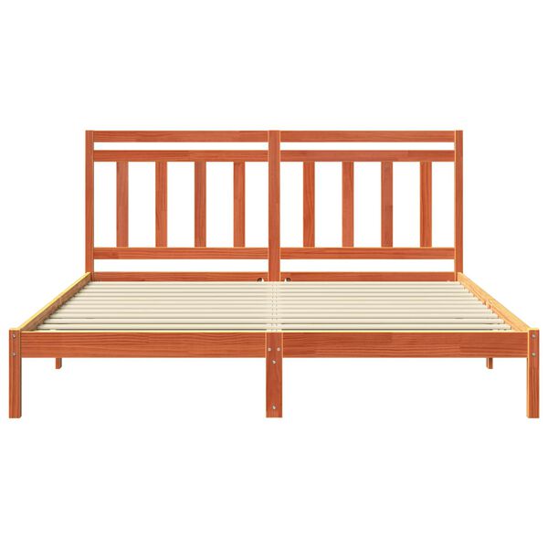 vidaXL Bed Frame Wax Brown 205.5 x 185.5 x 100 cm Solid Pine Wood