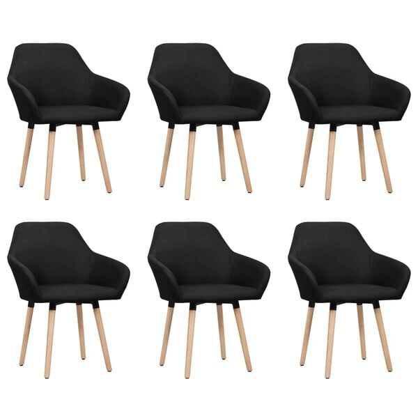 vidaXL Dining Chairs 6 pcs Black Fabric
