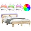 vidaXL Bed Frame with Headboard Sonoma 137 x 190 cm Engineered Wood