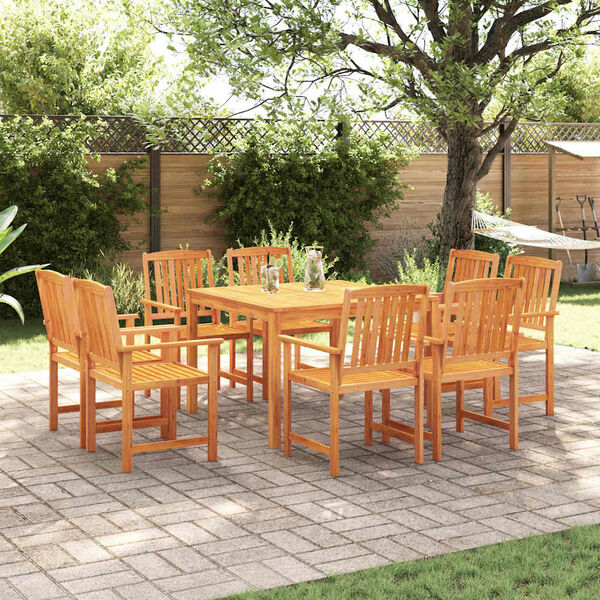 vidaXL Garden Dining Set 9 pcs Brown Solid Acacia Wood