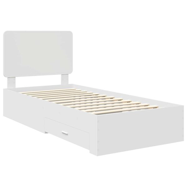 vidaXL Bed Frame with Headboard White 90 x 190 cm Engineered Wood