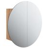 vidaXL Bathroom Cabinet with Round Mirror&LED Oak 47x47x17,5 cm