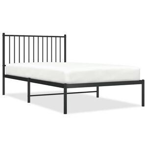 vidaXL Metal Bed Frame without Mattress with Headboard Black 100x190cm