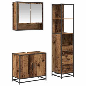 vidaXL Bathroom Furniture Set 3 pcs Old Wood Engineered Wood