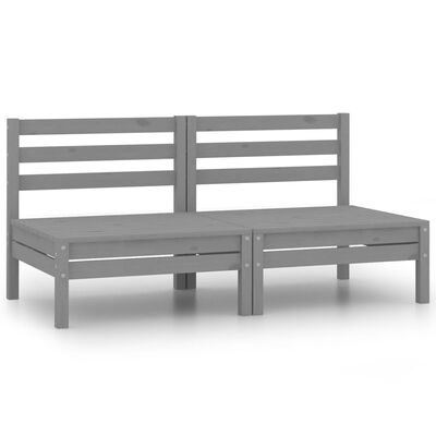 vidaXL Garden 2-Seater Sofa Grey Solid Pinewood